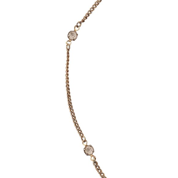 Minimalist Yellow Gold Vintage CZ Diamond Choker Layering Station Necklace - Picture 2 of 5